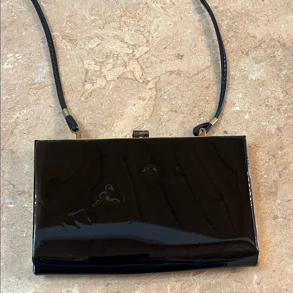 Black Patent Leather Women's Crossbody Evening Bag